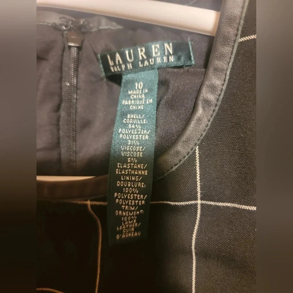 Lauren Ralph Lauren Womens Size 10 Black & White Dress Squares Pattern - Picture 3 of 5